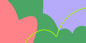 Brand shapes based on London boroughs layered with a bright neon green line over the top