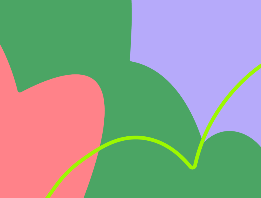 Brand shapes based on London boroughs layered with a bright neon green line over the top