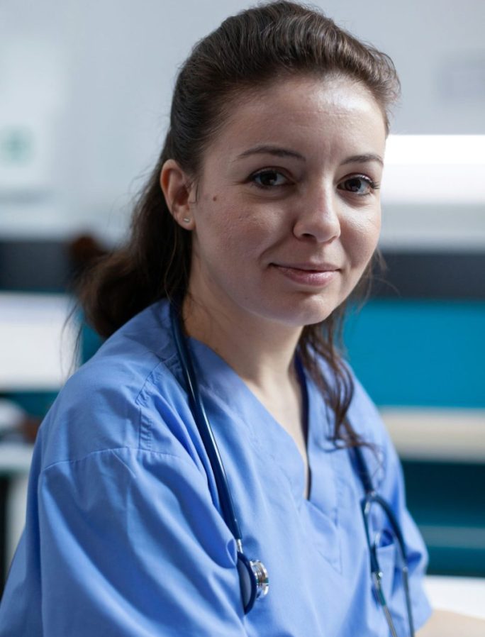 Portrait of female NHS Nurse
